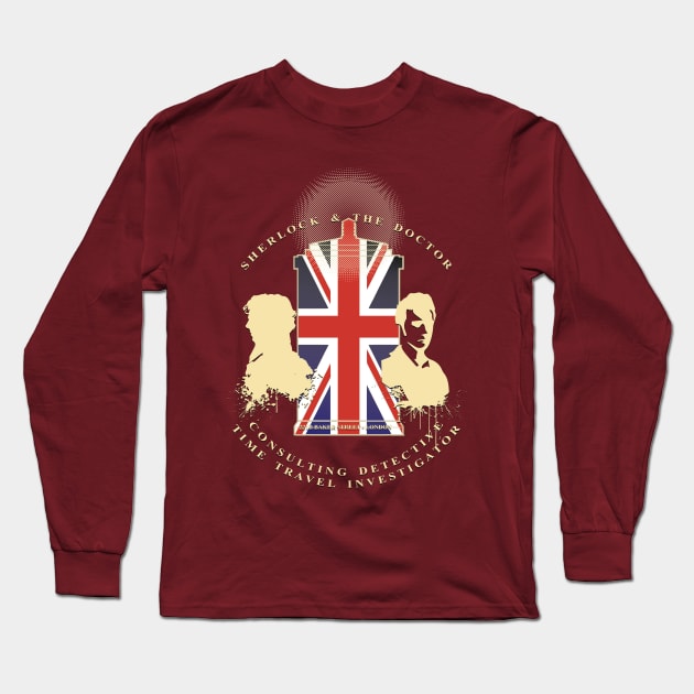 SHERLOCK & THE DOCTOR Long Sleeve T-Shirt by KARMADESIGNER T-SHIRT SHOP